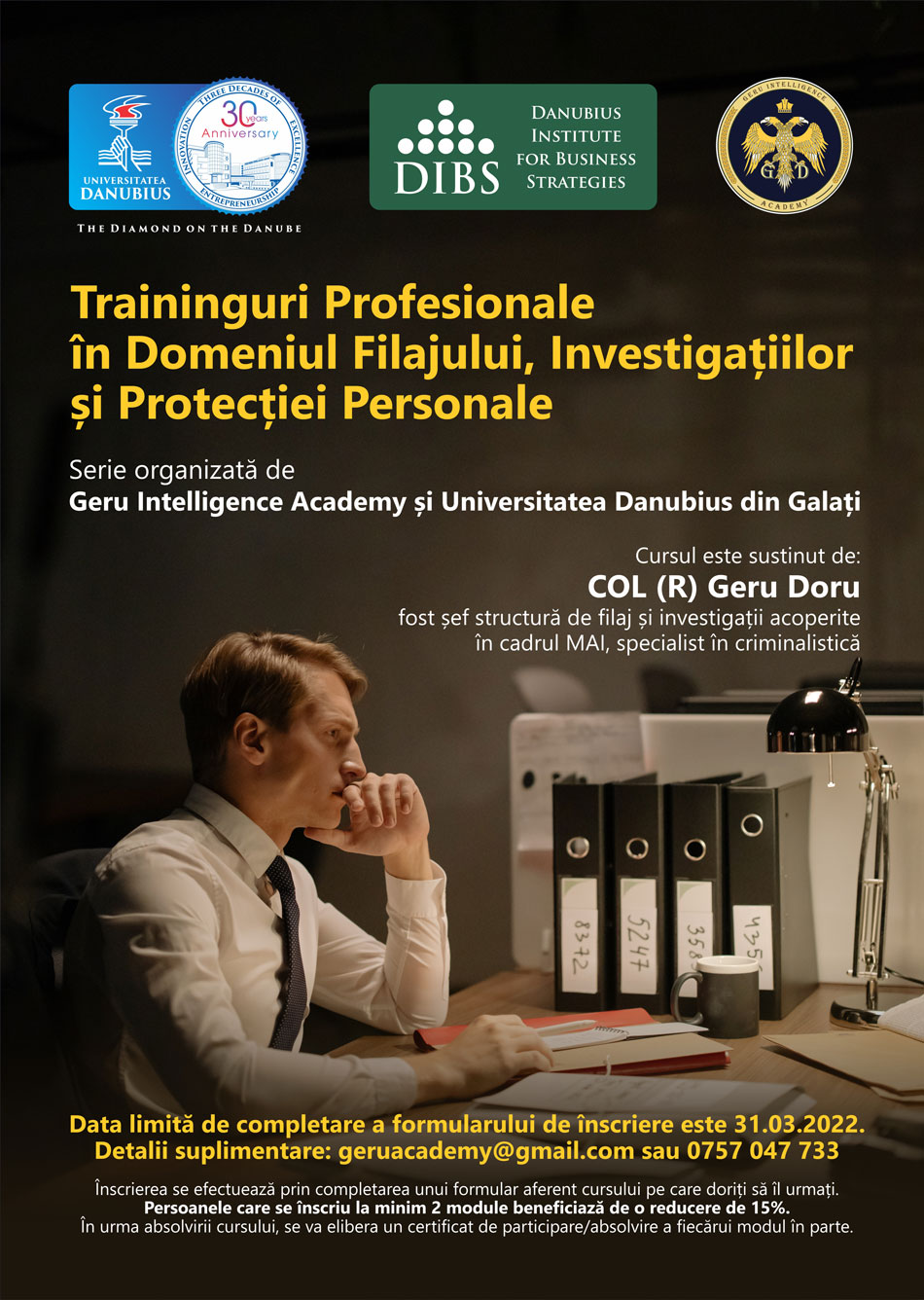 TRAINING PROFESIONAL - FILAJ, INVESTIGAȚII, PROTECȚIE PERSONALĂ
