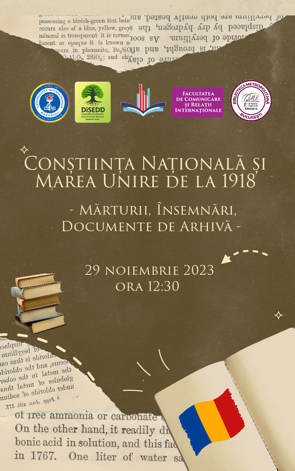 Conștiința Națională și Marea Unire de la 1918 – Mărturii, Însemnări, Documente de Arhivă