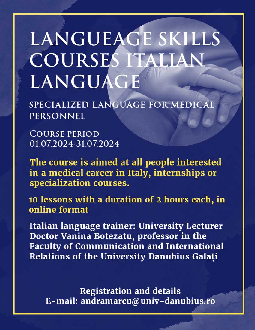 Language skills courses ITALIAN LANGUAGE - specialized language for medical personnel