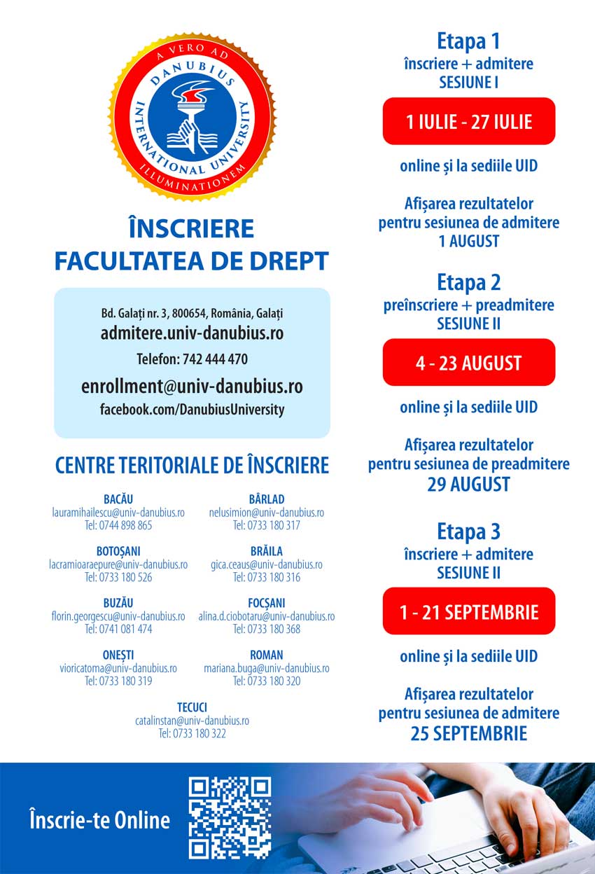 Viitorul tău în Drept începe la Universitatea Internațională Danubius!