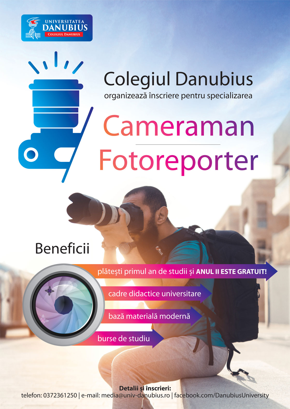 CAMERAMAN - FOTOREPORTER, O NOUĂ SPECIALIZARE OFERITĂ DE COLEGIUL DANUBIUS 